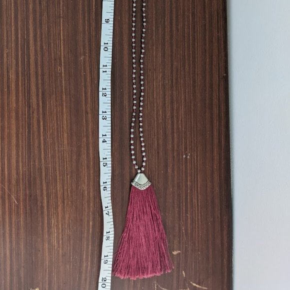 Red Fringe Necklace - Picture 3 of 4